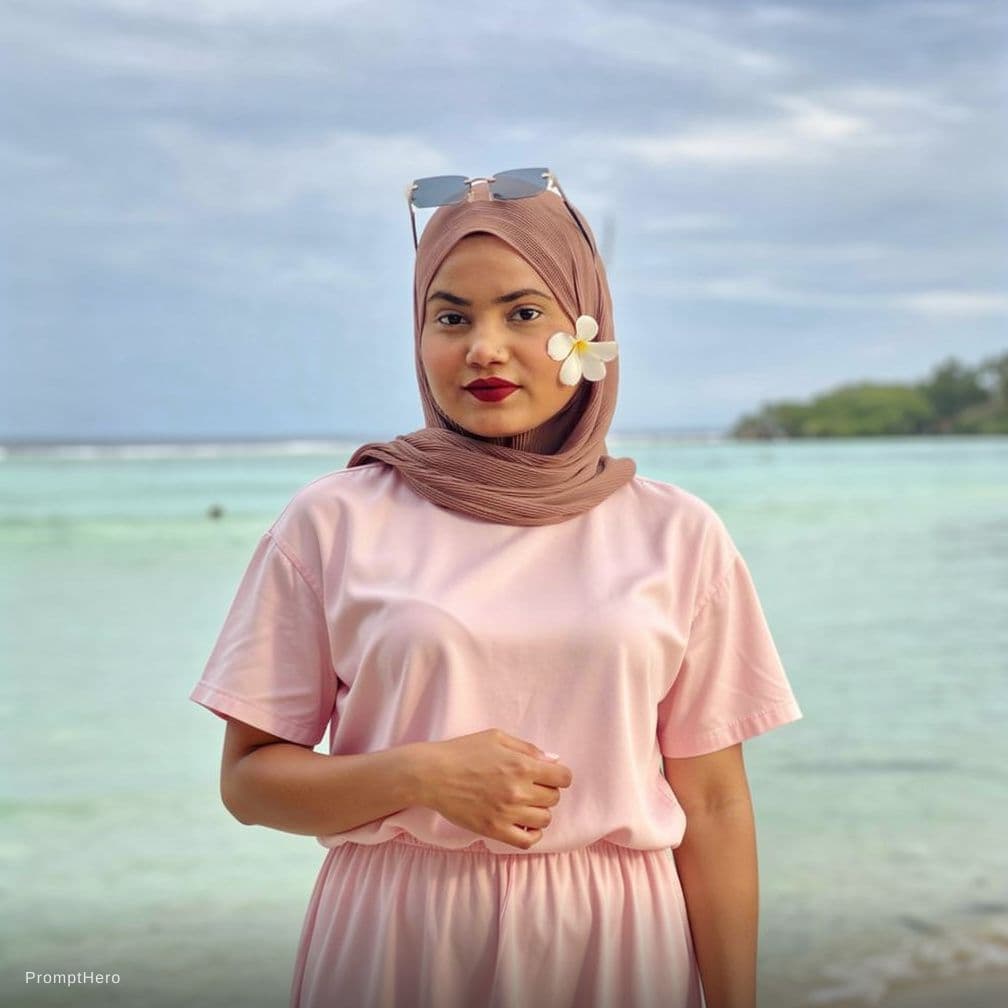 AI generated: Remove hijab change short dress