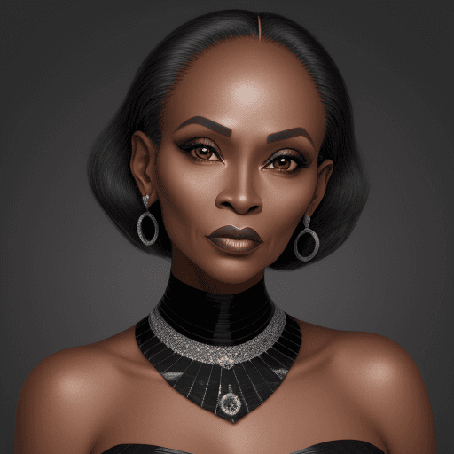 AI generated: Photo of a ultra realistic Black Woman 50 years old Diamond Shaped Face Broad Cheekbones narrow fore...