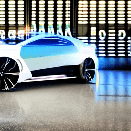 AI generated: Futuristic Concept car with luxury sports (police) features and white with sapphire blue and black d...