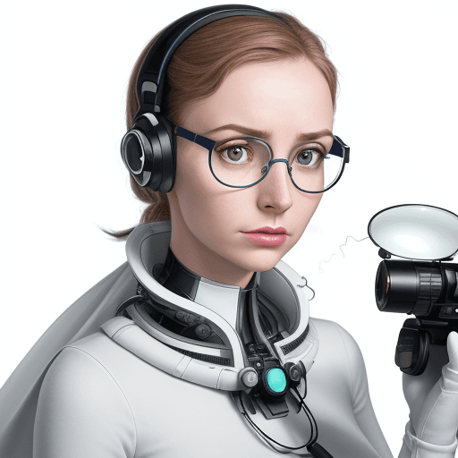 AI generated: Studio portrait, white background, uhd image from a Superheroine, young woman, a good observer, pati...
