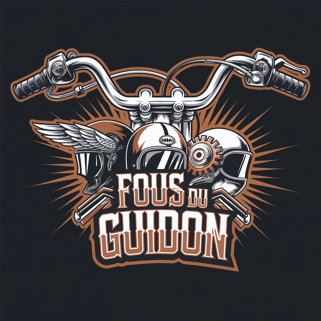 AI generated: Create a bold and exciting logo for "Fous du Guidon", a brand related to the world of motorcycling. ...