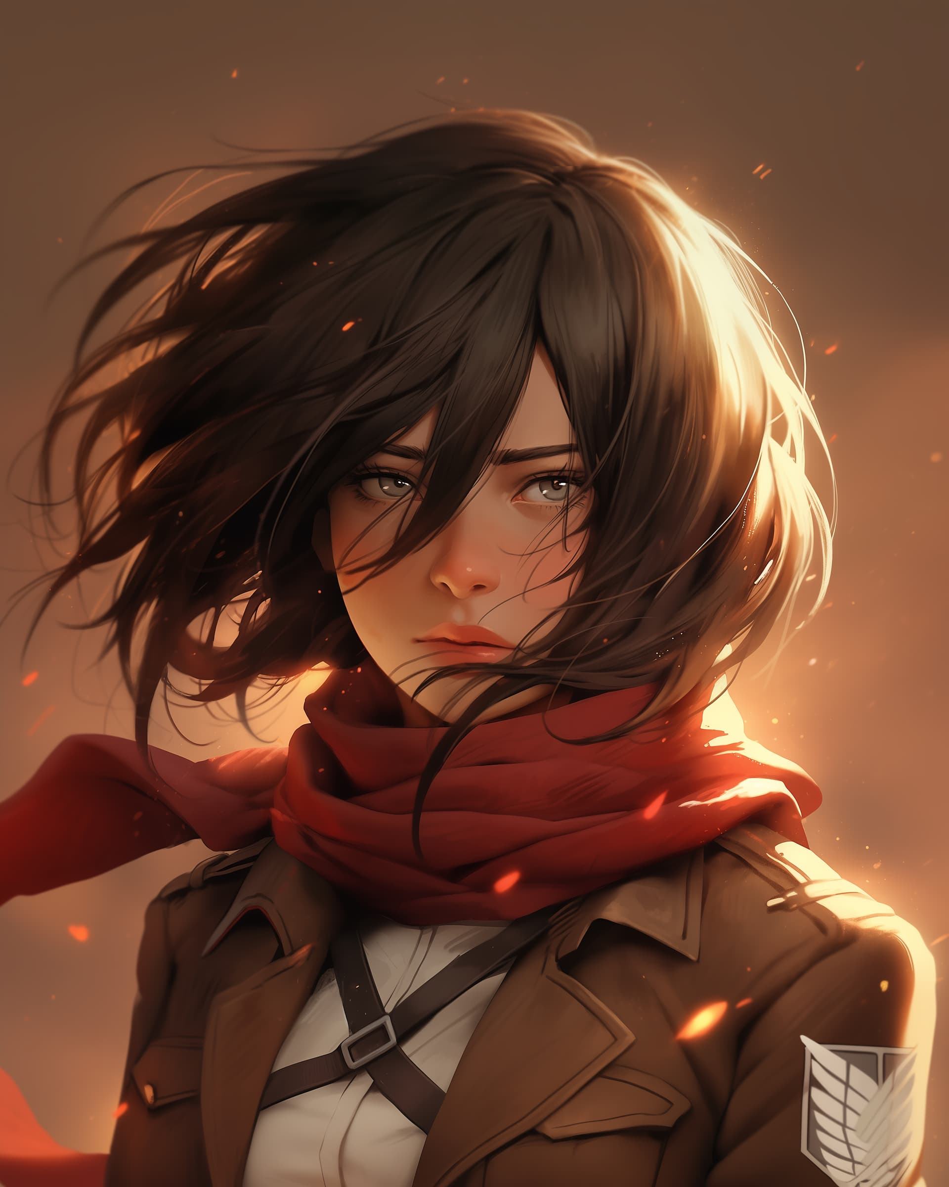 AI generated: Mikasa Ackerman in the style of Vincent Van Gogh, extreme detail

