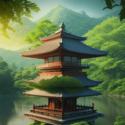 AI generated: tea pagoda leaf nature 8k logo --no text
