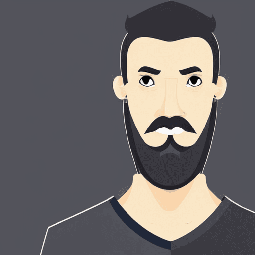 AI generated: young man with long face, with clean shaven short beard, with dark hair, without hat, without glasse...