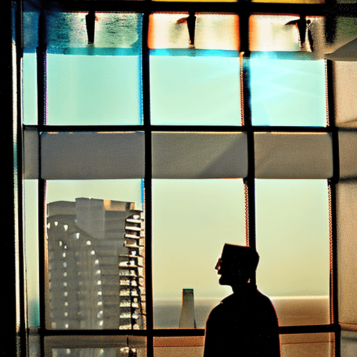 AI generated: silhouette eye level exterior photo of a Noir Art Deco City overlooking the ocean, daylight, indirec...