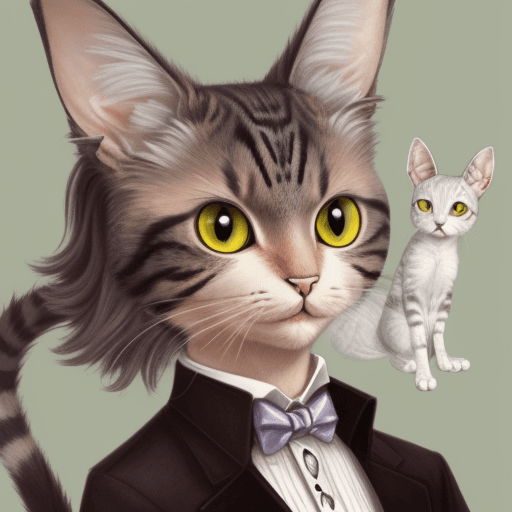 AI generated: moth and cat hybrid, anthropomorphic 
