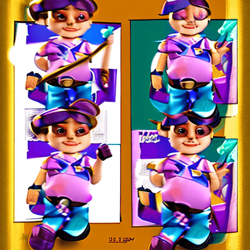 AI generated: girl, 6 years old, short, stading, pixar style, cartoon character, multiple expression and poses, ch...