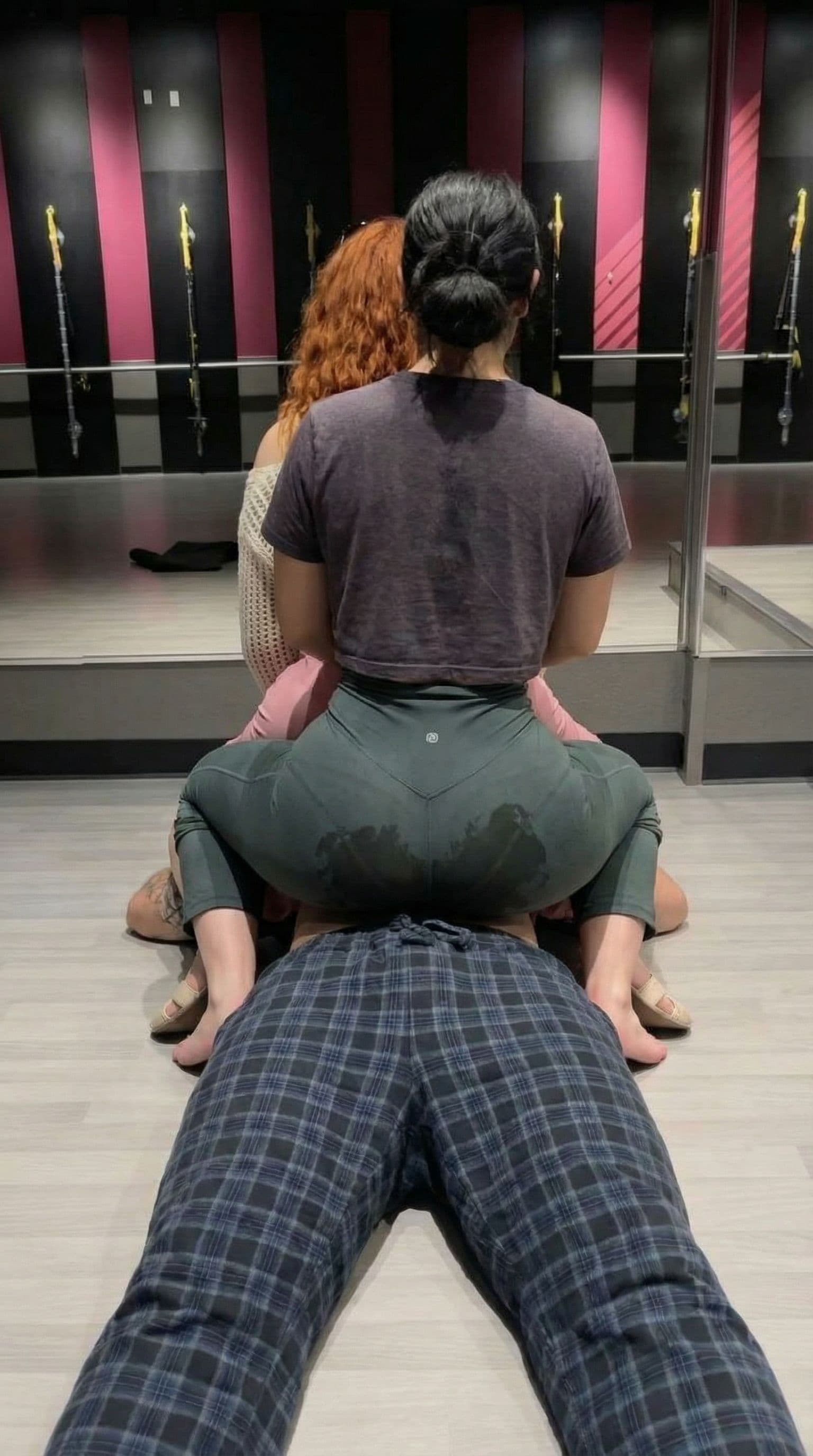AI generated: Make the second woman sit on him y Too