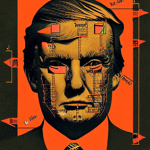 AI generated: self portrait trump, infographic, chart, data visualisation artwork, schematics, diagram, measuremen...