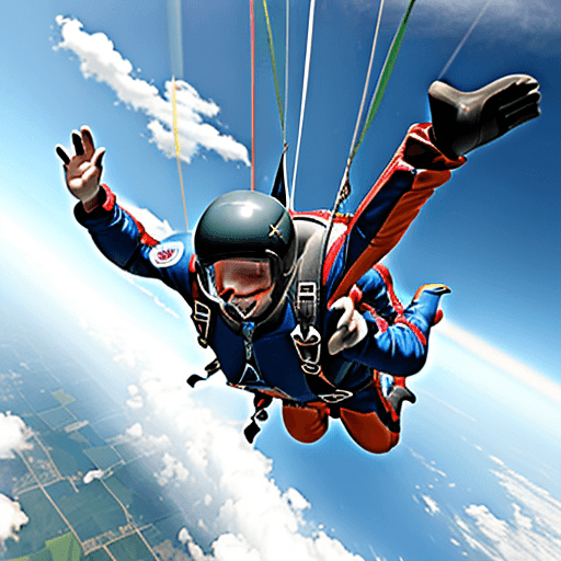 AI generated: Skydiver falling through the clouds