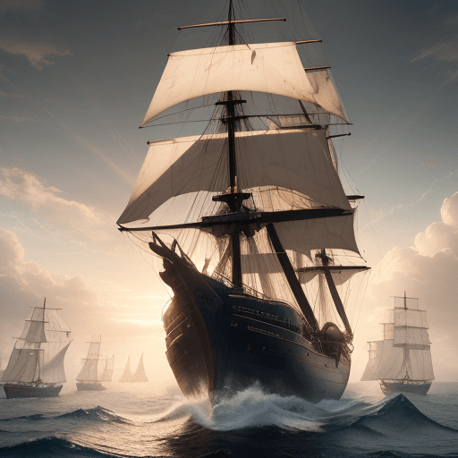 AI generated: Photo of a ultra realistic sailing ship, dramatic light, pale sunrise, cinematic lighting, battered,...