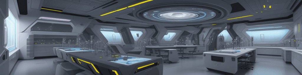 AI generated: a futuristic science lab for artists