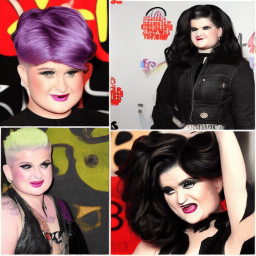 AI generated: Kelly Osbourne as a werewolf, transformation, fangs.