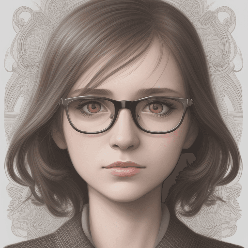 AI generated: portrait of a ukranian girl 35 years old, with glasses, in the style of hyper-detailed illustrations...