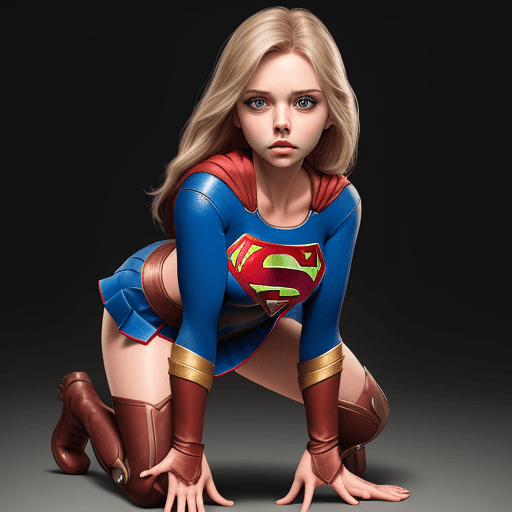AI generated: super girl bending down hands on bottom,  smooth ,high boots, mini skirt , full body, Scarlett Johns...