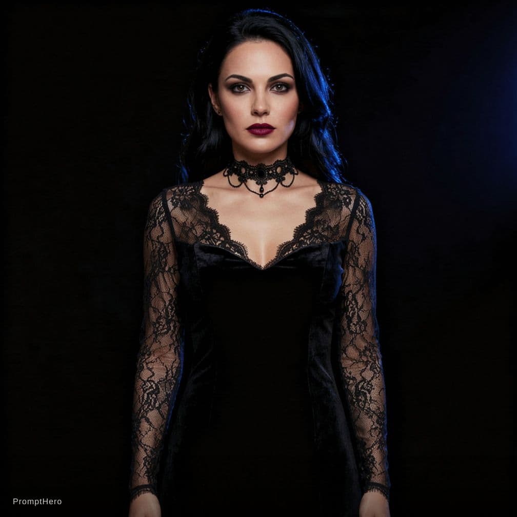 AI generated: A photostudio Singer Portrait, fondo negro, luz de perfi azul marino