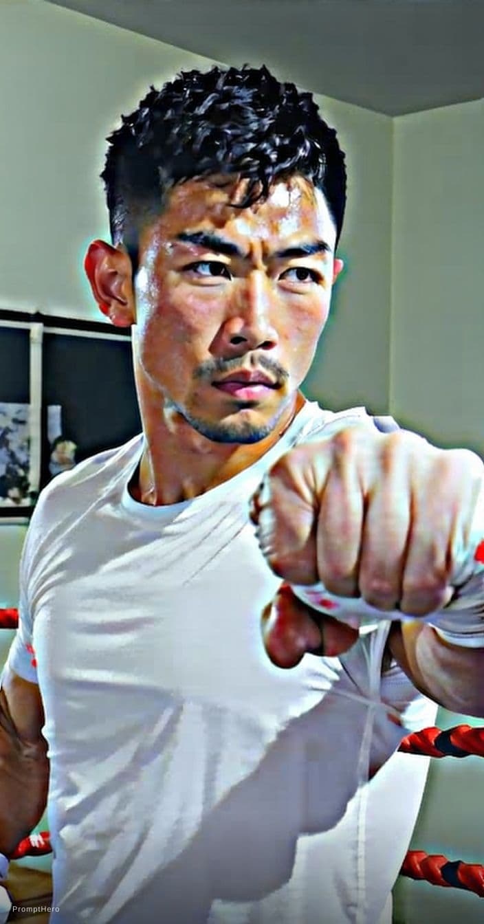 AI generated: centered, masterpiece, a painting of a man in a boxing ring, trending on Artstation, jazza and rossd...