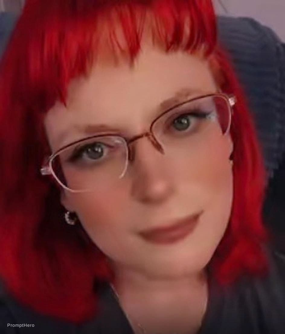 AI generated:  Crimson Redhead woman
