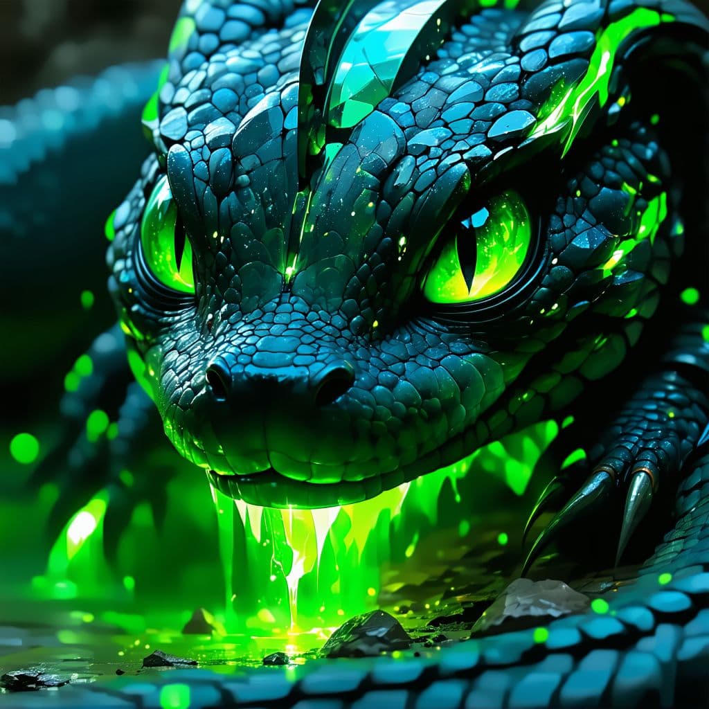 AI generated: *Subject: Hulking scarlet carapace of kami kawaii hunter, kissed by cyber rose flames, slithers sult...