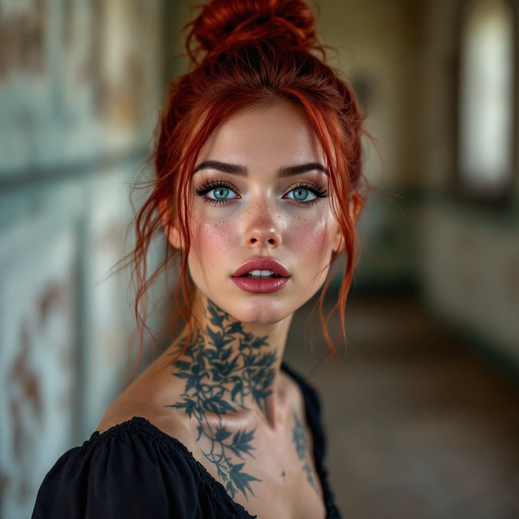 AI generated: Photo of a ultra realistic headshot (full face and hair visible) of a model face,Her face has a narr...
