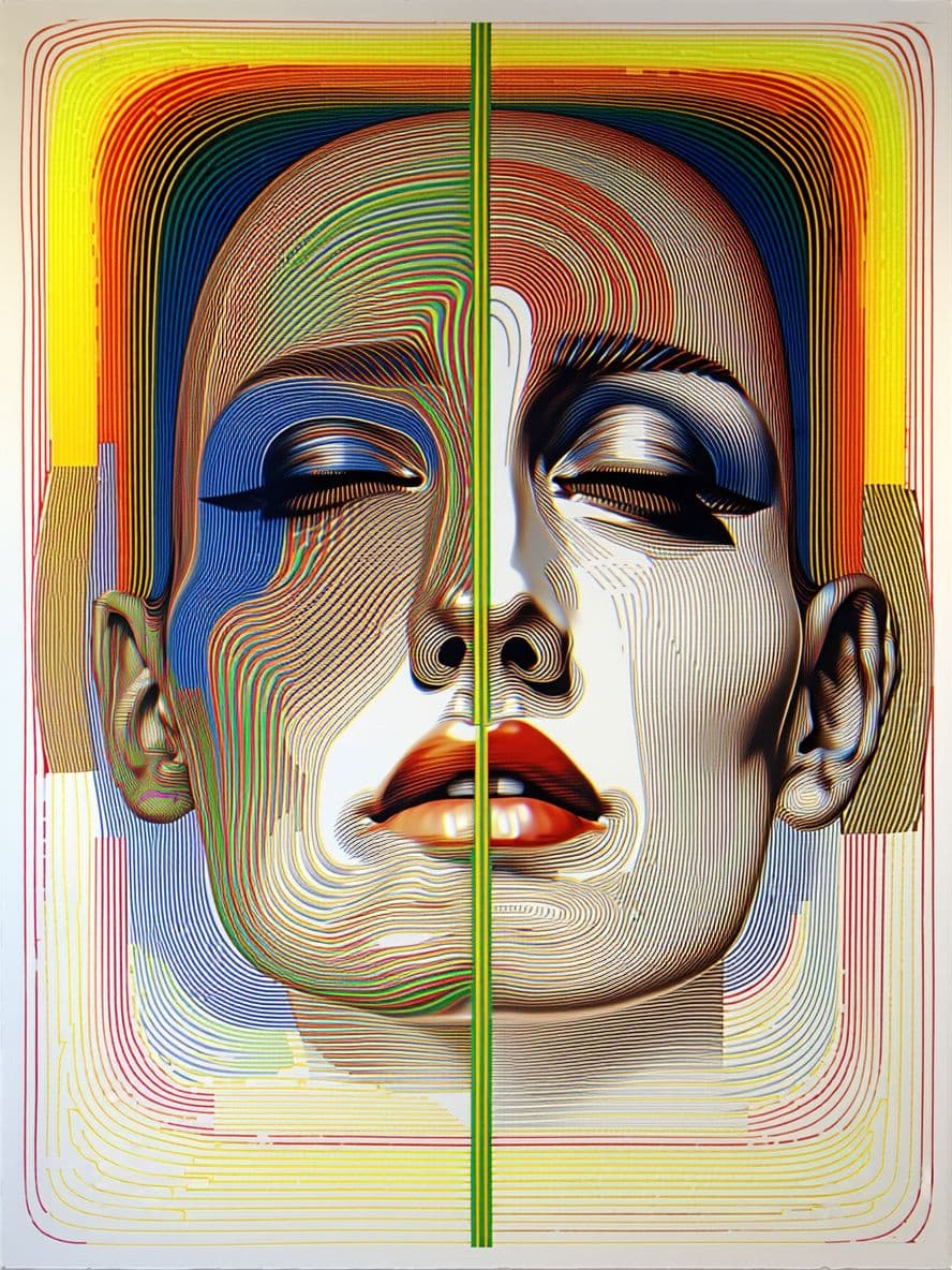 AI generated: 
modern painting, only colourfull lines, surreal, by paul wunderlich, ernst fuchs, gustav klimt