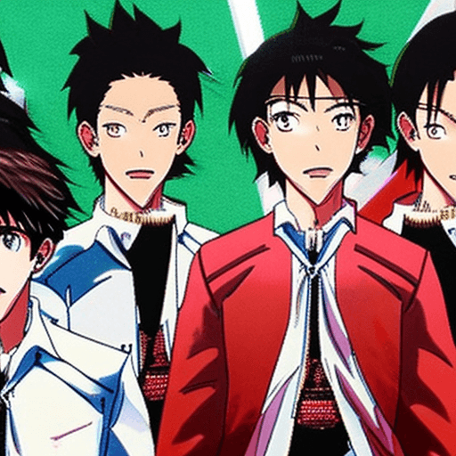 AI generated: a mentor is accompanying a group of young men standing next to each other, inspired by Yukihiko Yasu...