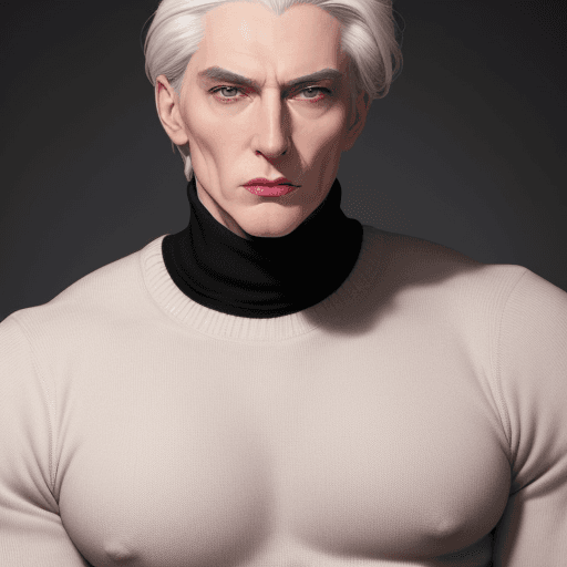 AI generated: A man whose age is confusing. Young, but imposing like a mature adult. With white hair and pale skin...