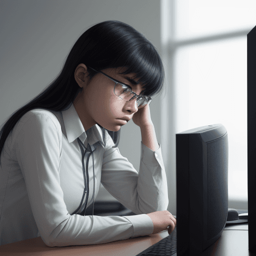 AI generated: A frustrated student staring at a blank computer screen.
A computer monitor displaying an AI assista...