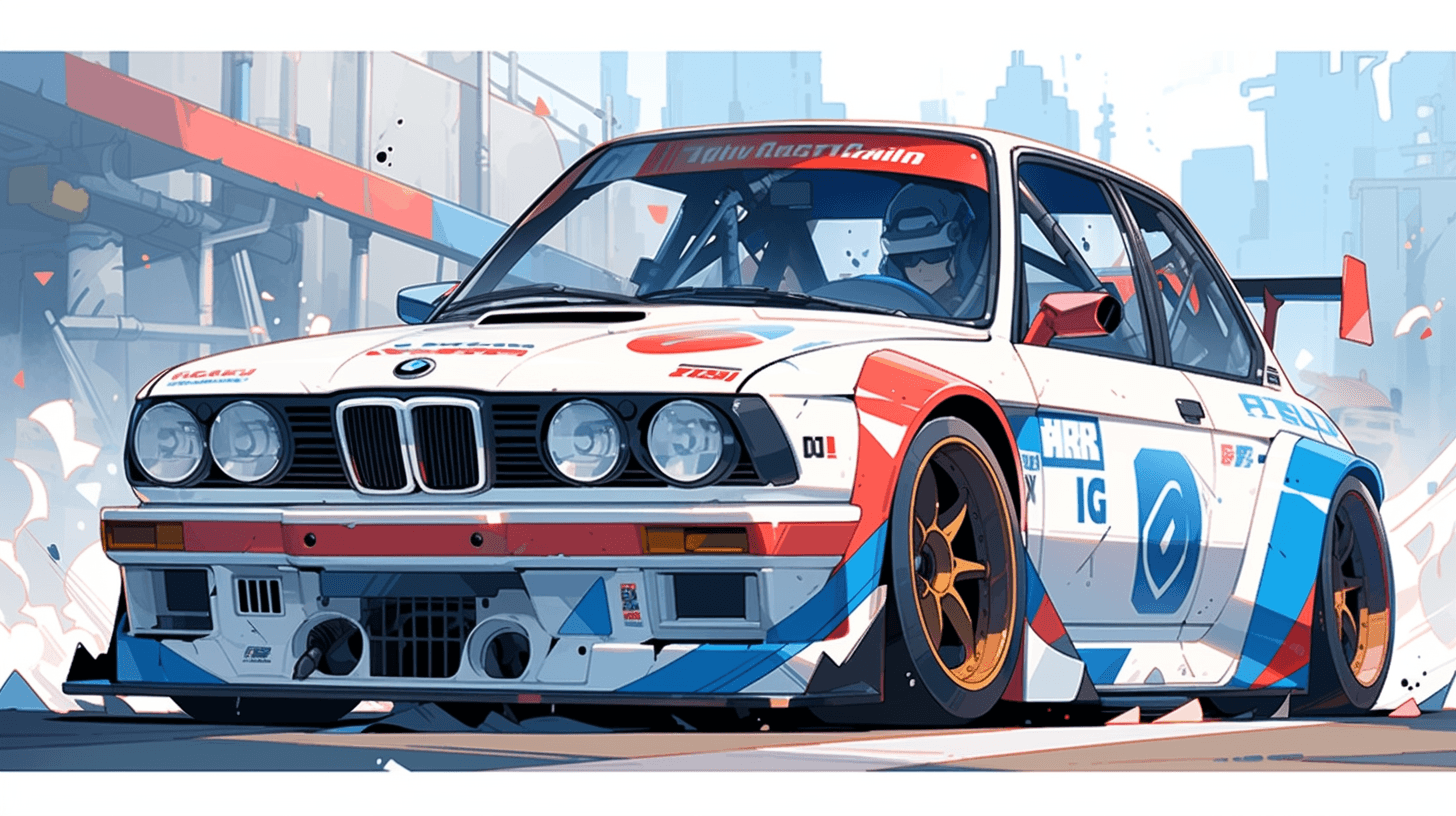 AI generated: a cartoon car with blue and white stripes on it, in the style of hip hop aesthetics, realistic light...