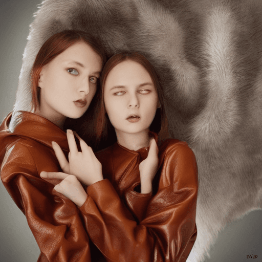 AI generated: 2girls, young teens in a cozy futuristic oval leather cell, bokeh, hyperrealistic, award winning pro...