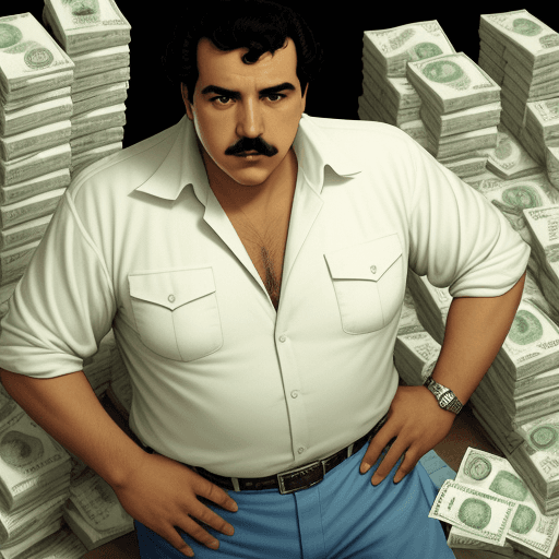 AI generated: pablo escobar, money, cocaine,