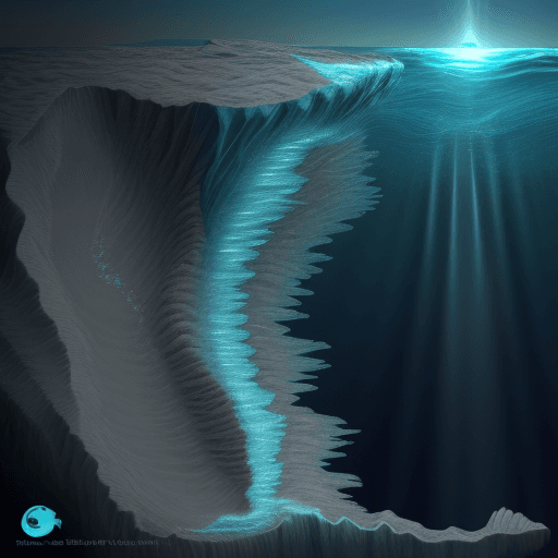AI generated: Ocean depth profile, cartoon, 8k, 2D, epipelagic, mesopelagic, bathypelagic