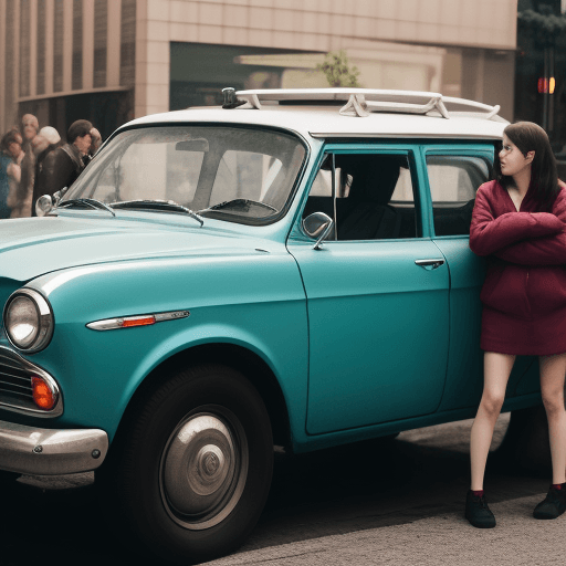 AI generated: people in front of a car
