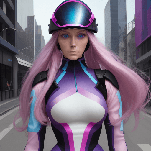 AI generated: Hyper realistic pink, purple, blue and black. bealtiful woman with long  hair with the shade dark pu...