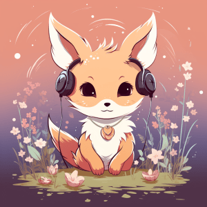AI generated: T-shirt vector design, mischievous fox playing in a meadow, anime-inspired, whimsical graphic, uplif...