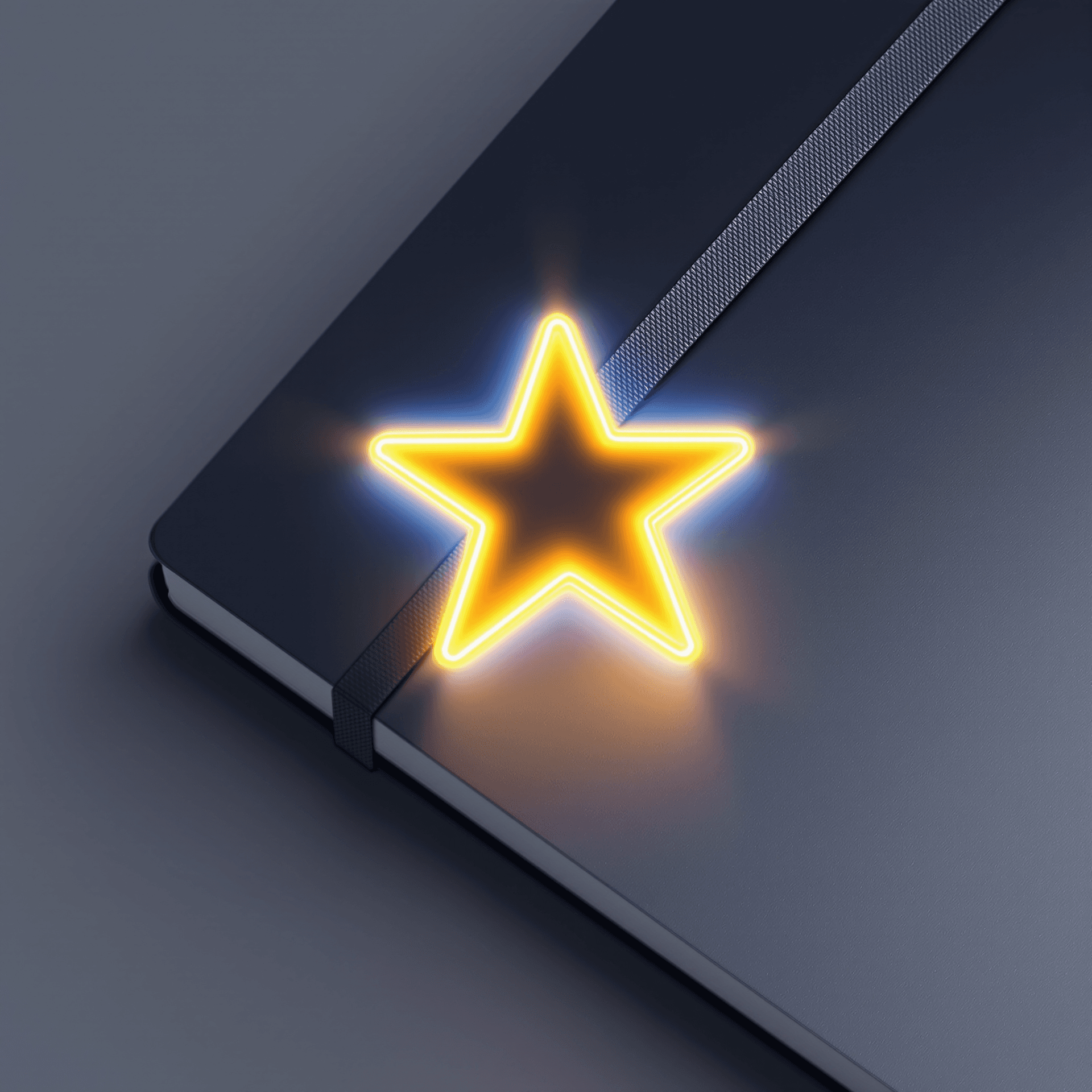 AI generated: “A sleek, minimal digital notebook page with a prominent glowing star placed at the top corner, symb...