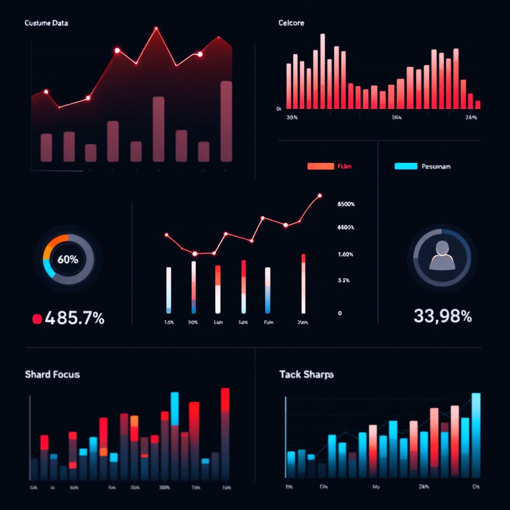 AI generated: Graphs of customer data and persona icons dslr, ultra quality, sharp focus, tack sharp, dof, film gr...