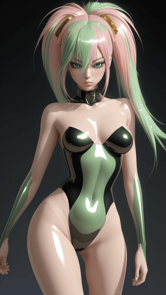 AI generated: A captivating depiction of a Japanese anime girl in a luxurious 3D masterpiece. She stands confident...