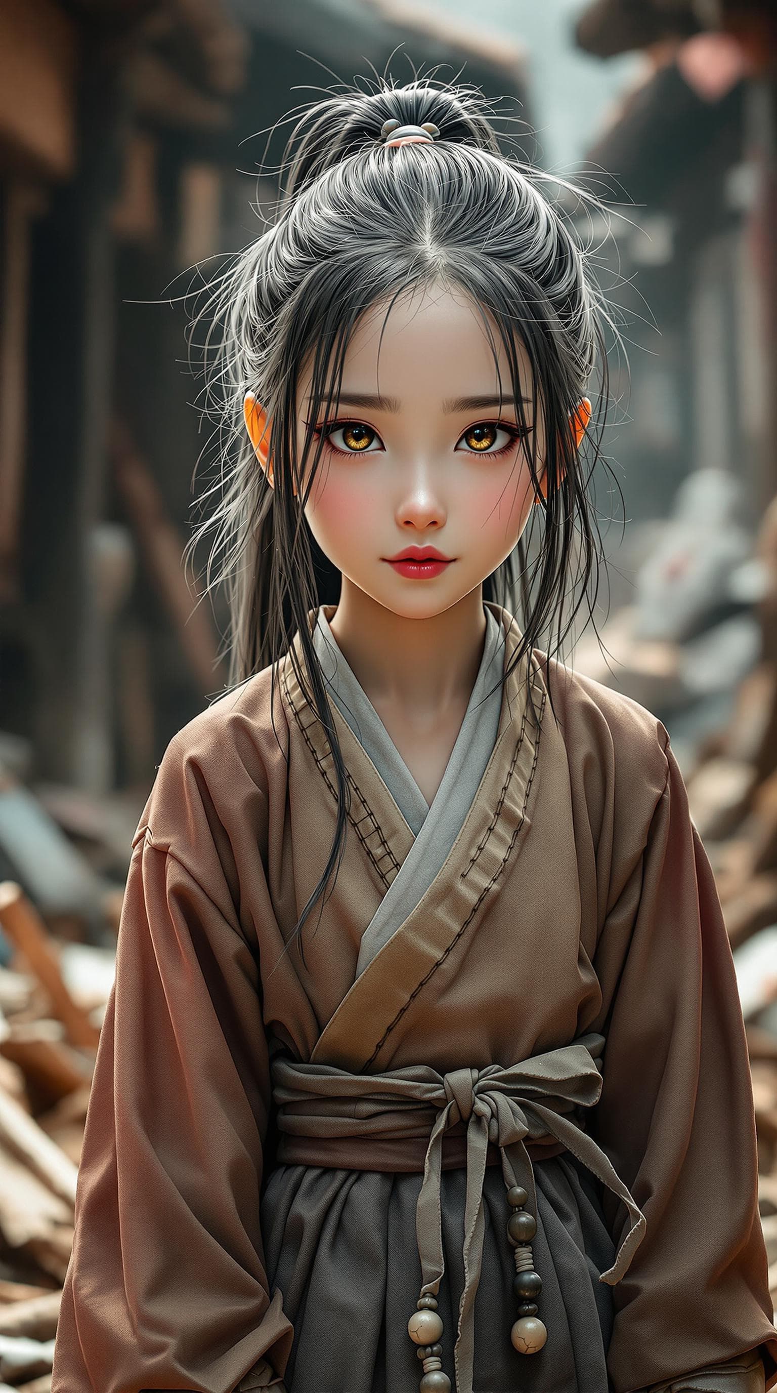 AI generated: a professional photo of a exceptionally of the most beautiful (Chinese peasant girl) girl in China, ...