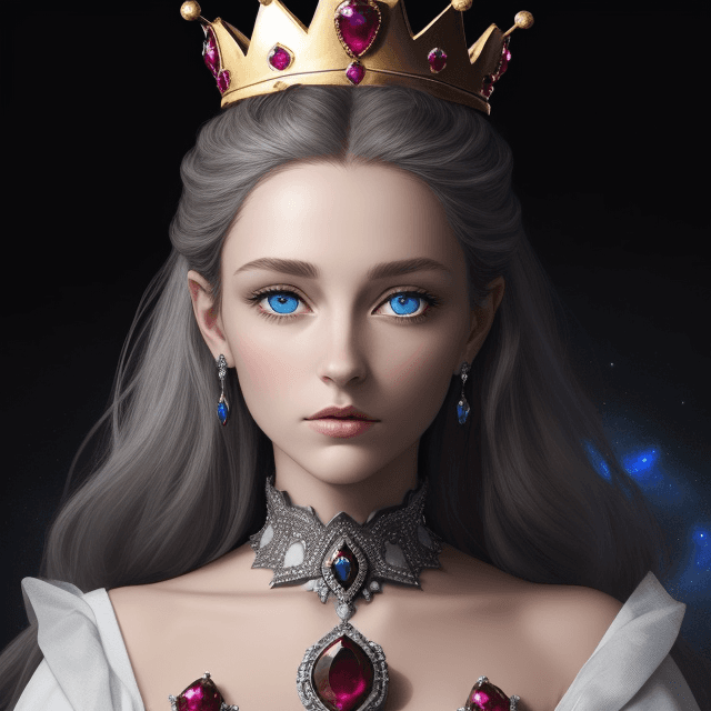 AI generated: the background is black, the crown is silver with rubies, which should be above the head in space an...