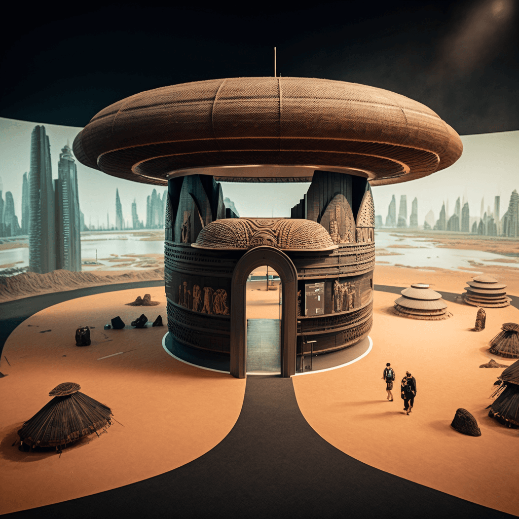 AI generated: a futuristic city based on the architecture of a bamiléké tribe in West cameroon