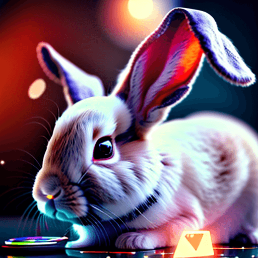 AI generated: space, computer bits, numbers, stars, smoke, iridescent, intricate detail, in the shape of a bunny, ...