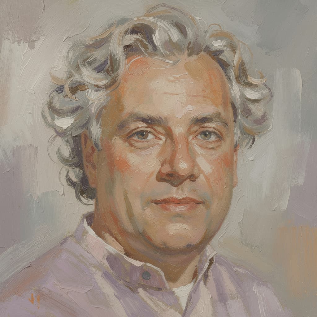 AI generated: abstract portrait of a man with an emphasis on thick, impasto-style brushstrokes and a rich, tactile...
