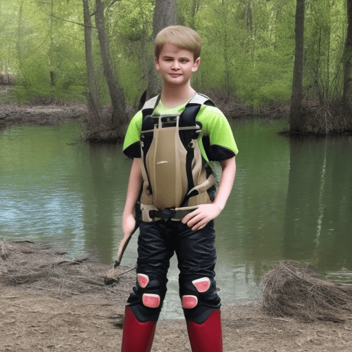 AI generated: sexy preteen in full ruber and waders