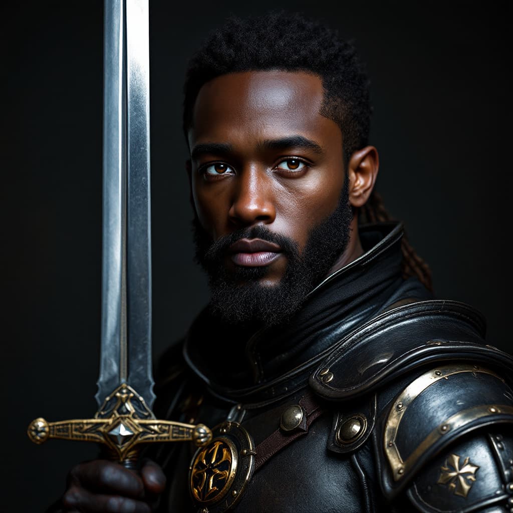 AI generated: 


"Genera una imagen hiperrealista de Caleb McLaughlin disfrazado como un caballero de Dungeons & D...