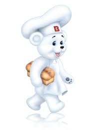 AI generated: This bear throwing a bucket of reclaimed buns in to a mixer