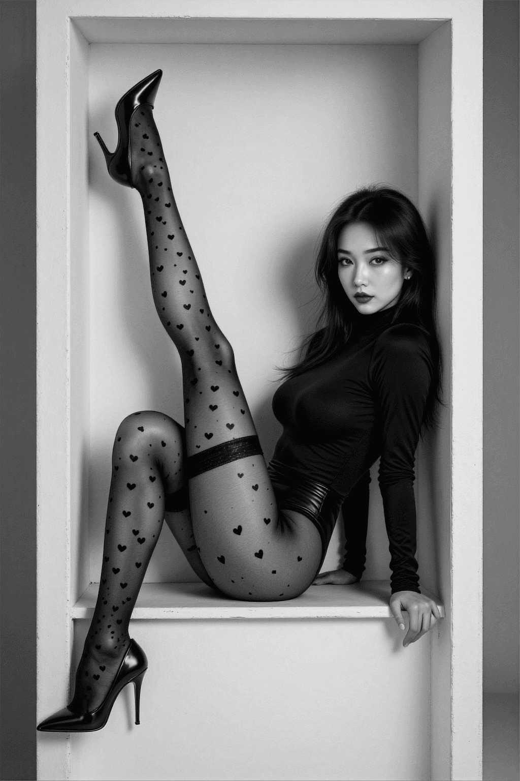 AI generated: Character: A beautiful East Asian woman with long, dark hair that flows down her back and shoulders....