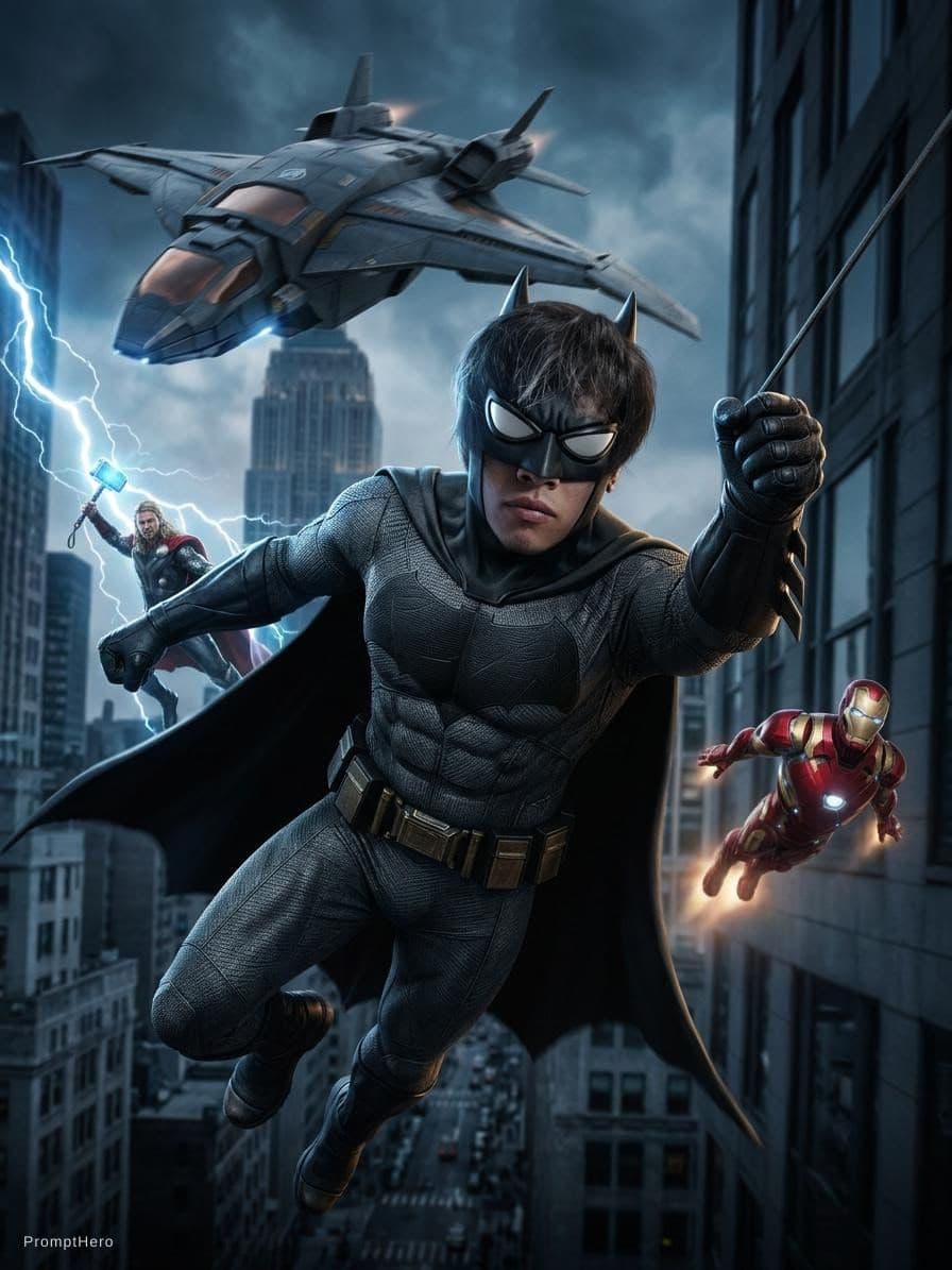 AI generated: Batman in marvel, 4 k,ultra HD 