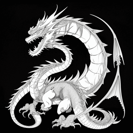 AI generated: No color, (best-quality:0. 8), (best-quality:0. 8), perfect anime illustration, fyling chinese drago...