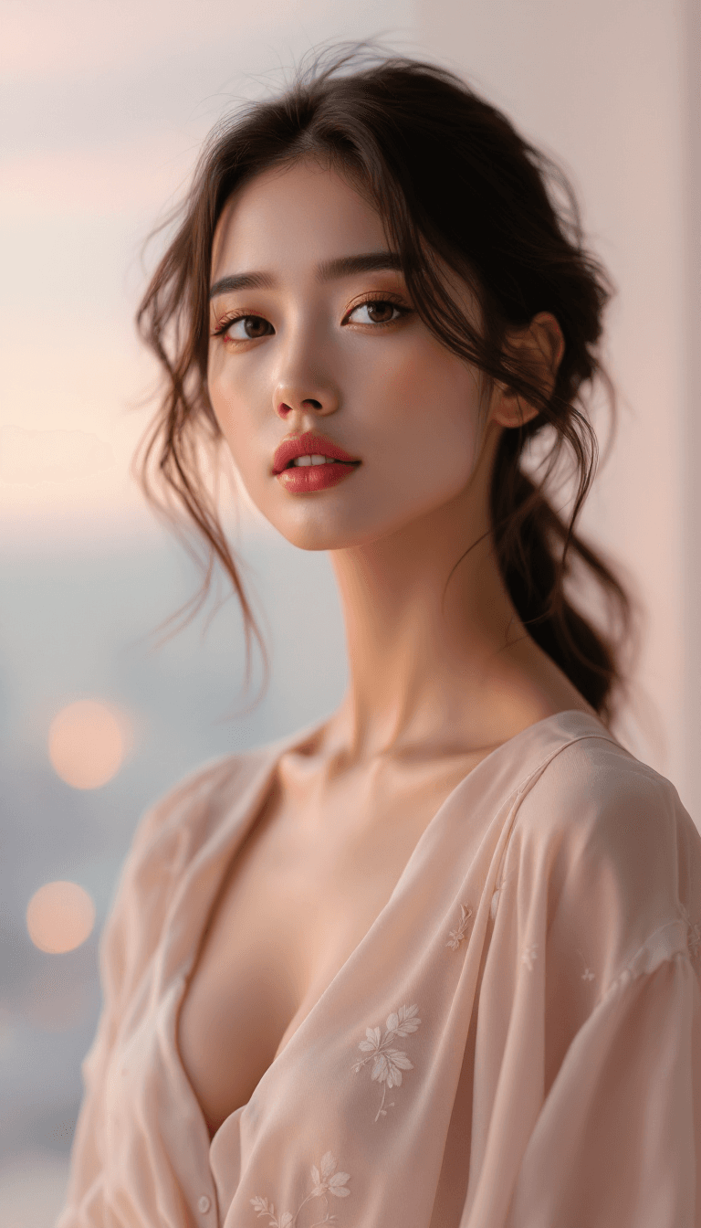 AI generated: A breathtaking fine-art portrait of a luminous individual bathed in soft, diffused pastel lighting, ...